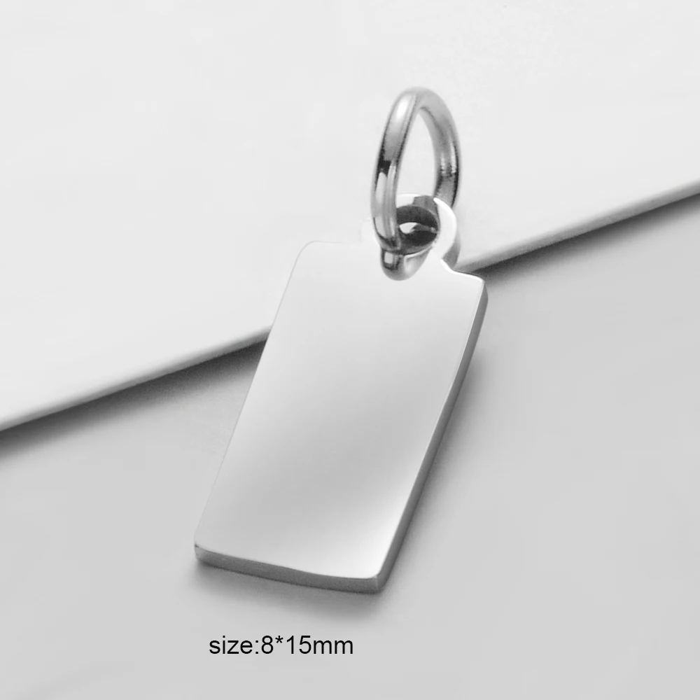 30pcs/Lot Stainless Steel Mirror Polish Rectangle Geometric Charms Pendants for DIY Jewelry Making Necklace Wholesale