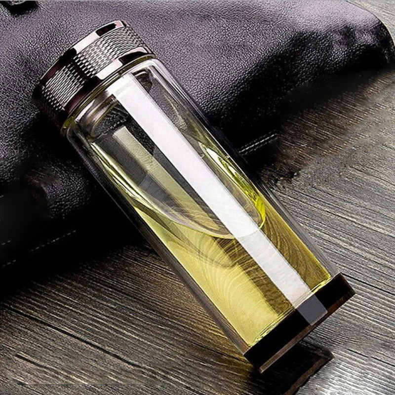 Бутылка для воды двойные толстые чашки стеклянные чайные Изолированные офисные