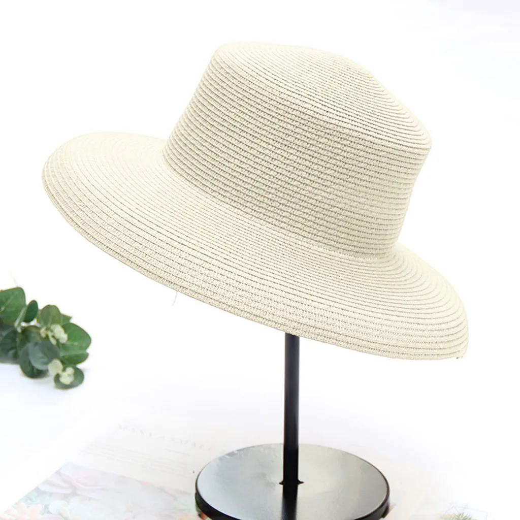 Однотонная винтажная женская соломенная шляпа цвета хаки, летняя Солнцезащитная шляпа, складная пляжная кепка с широкими полями, упаковываемая для женщин, солнцезащитные шляпы gorro invierno