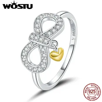

WOSTU 100% 925 Sterling Silver Rings Elegant Bowknot Rings For Women Wedding Trendy Fingers Original Jewelry CQR676