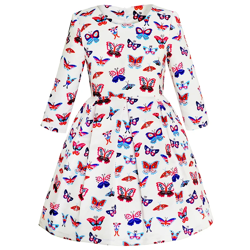 

Girls Dress Butterfly Long Sleeve Winter Dress 2019 Summer Princess Wedding Party Dresses Children Clothes Pageant Sundress