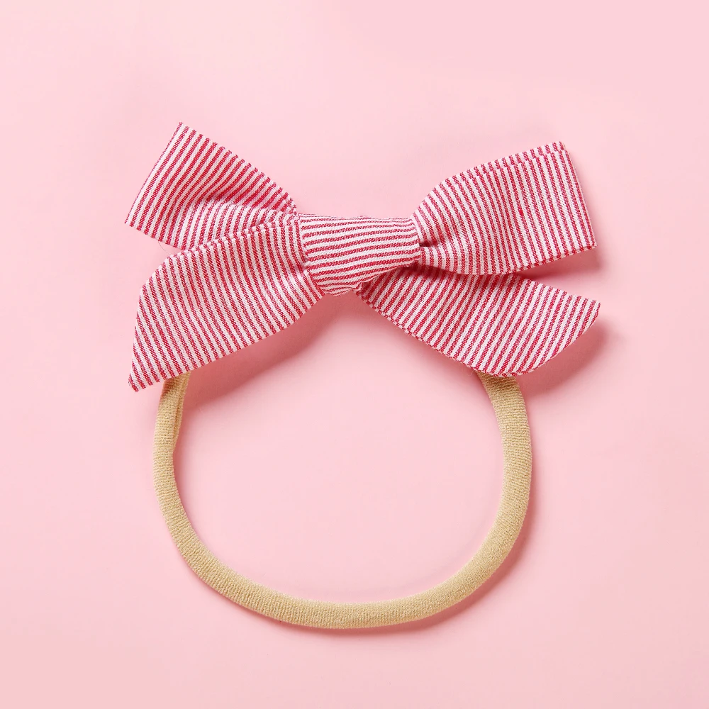 

1PCS 9.5*4cm Handtied Fabric Bow Headbands, Striped Bow Hairband Headwear Headdress Girls Hair Accessories