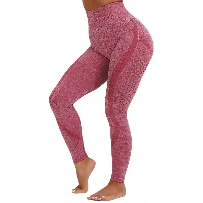 Женские Бесшовные штаны для йоги, фитнес, спортивная одежда для тренажерного зала, женские леггинсы для тренировок, подтяните ягодицы, штаны для бега - Цвет: pink