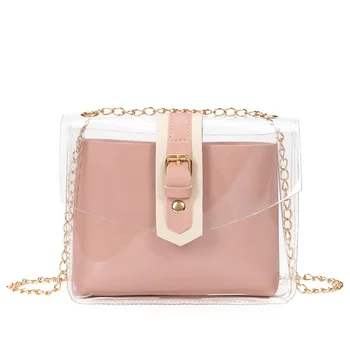

Trend Fashion Transparent Women bag High quality Imitation Leather Women Shoulder bag Croosbody bag Simple Chain Women handbag
