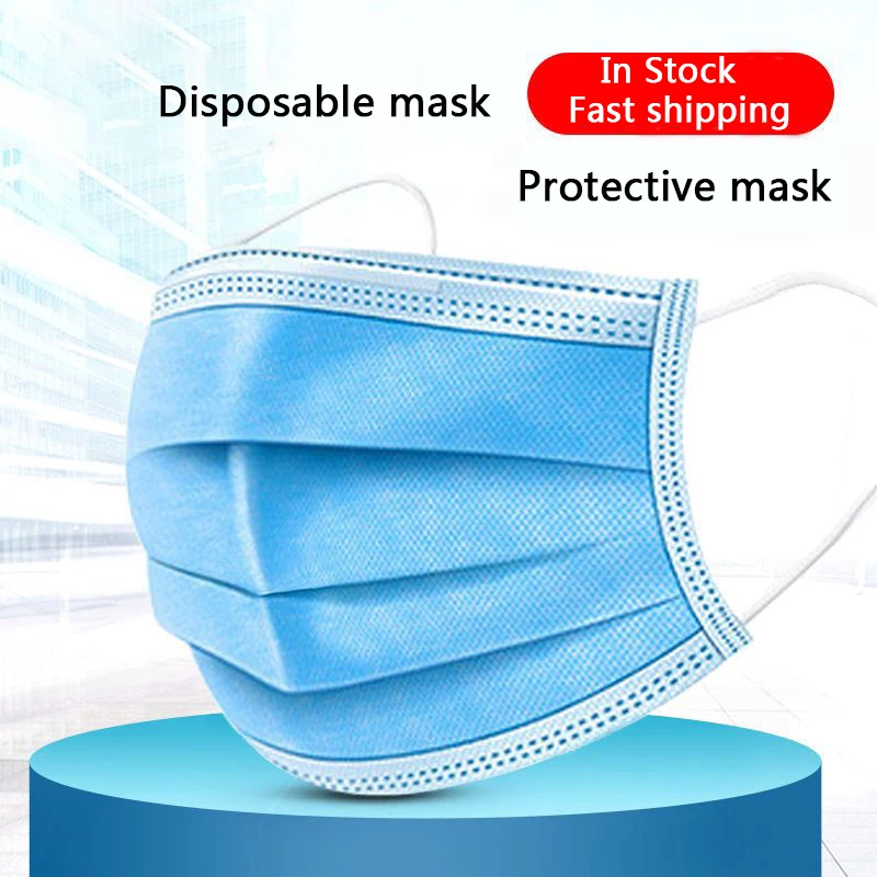 

Free Shipping DHL DropShipping 200/300/500 pcs Disposable Three-layer Protective Mask Dustproof Face Mask Anti Virus Influenza