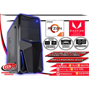 

Computer Pc Gamer studio flat job AMD Ryzen 3 3200G 16 hard GB Ram DDR4 120 hard GB SSD + 1TB HDD + WIFI + graphic integrated RX VEGA 8 + WIN10