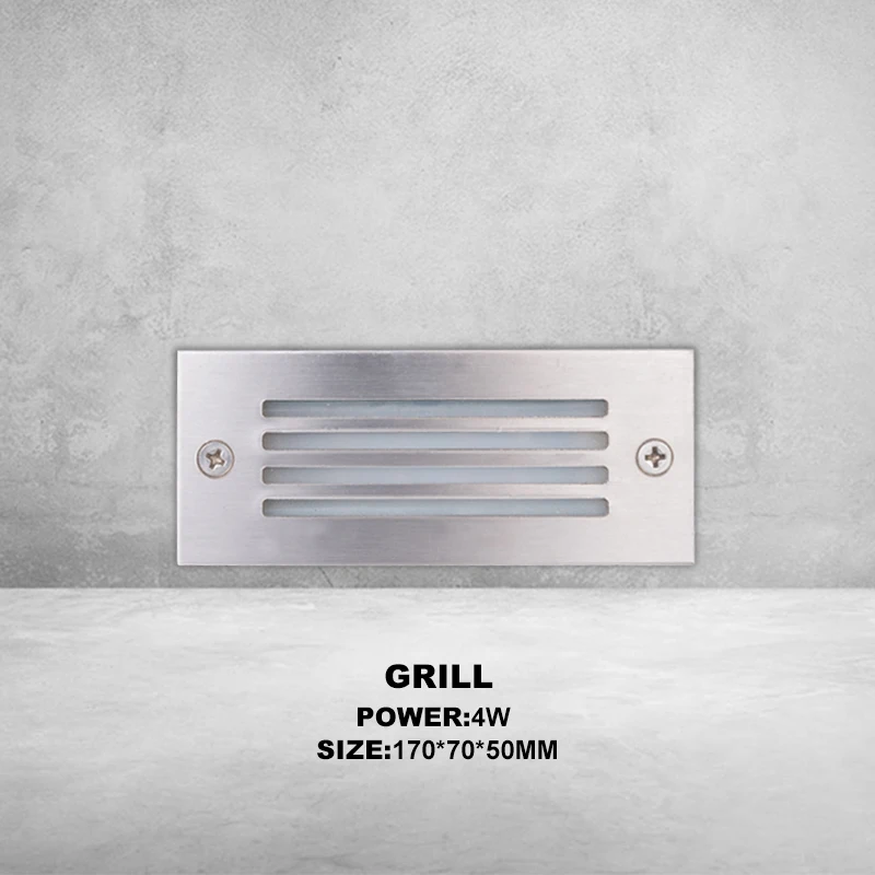 4W Grill Kenlux уличный светодиодный лестничный светильник, светодиодный ступенчатый светильник s 3 Вт 4 Вт AC85-265V, алюминиевый внутренний водонепроницаемый Встраиваемый светодиодный настенный ночник - Испускаемый цвет: 4W Grill