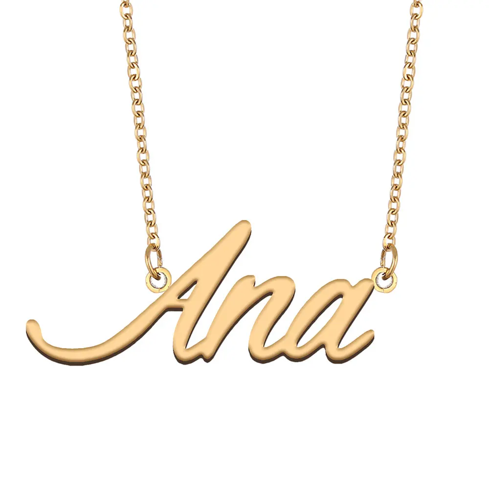 Ana Name Necklace for Women Stainless Steel Jewelry 18k Gold Plated Alphabet Nameplate Pendant Femme Mother Girlfriend Gift | Украшения и