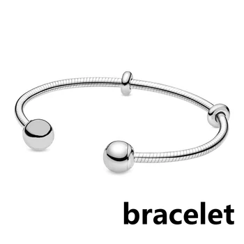 

2019 NEW 100% 925 Sterling Silver Winter Snake Chain Style Open Bangle Bracelet Fit DIY Bead Original Fashion Girl Jewelry Set