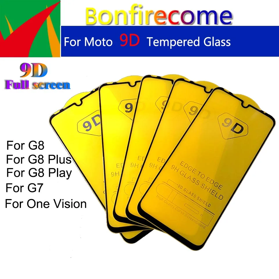 50Pcs\lot 9D Curved Tempered Glass For Motorola Moto G8 Play Plus G8Plus G8Play Screen Protector For Moto One Vision Full Film