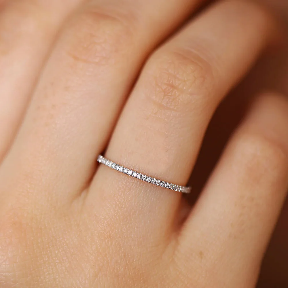Модное граненый фианит обручальное кольцо для женщин однорядное кольцо серебро 925 пробы ювелирные изделия 14K золотые кольца
