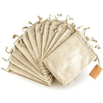 

Jute Bags cotton Drawstring bag Burlap Packing Pouches Drawstring Bags- Reusable Produce Bags for Bulk Food Storage