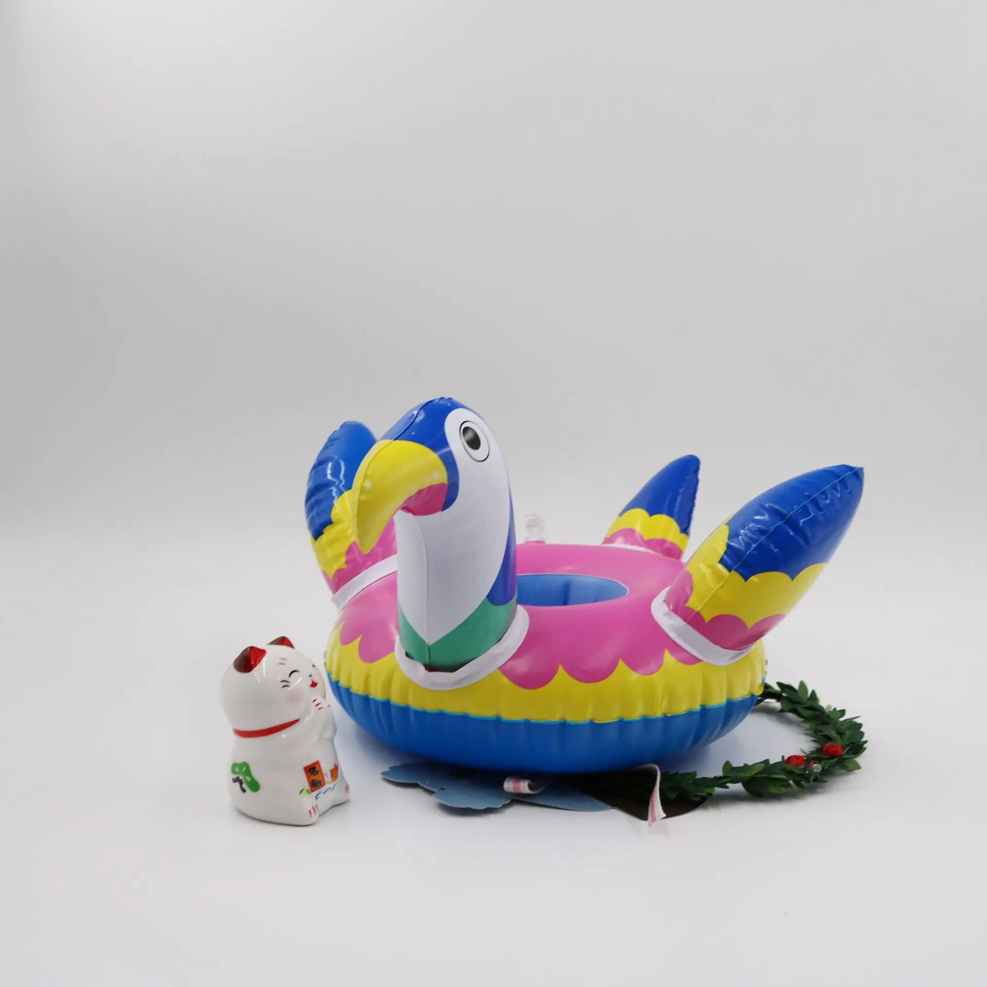 INS Water Parrot Cup Saucer Parrot Coasters Floating Beverage Cup Holder PVC Inflatable Toys