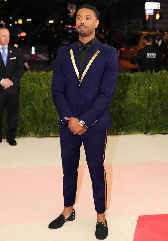 navy blue and gold tuxedo