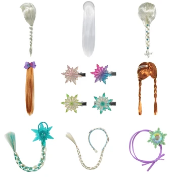 

Elsa Headband Anna Wigs Cosplay Weaving Braid Snow Queen Princess Headwear Hair Clips Girl Wig Kids Accessories