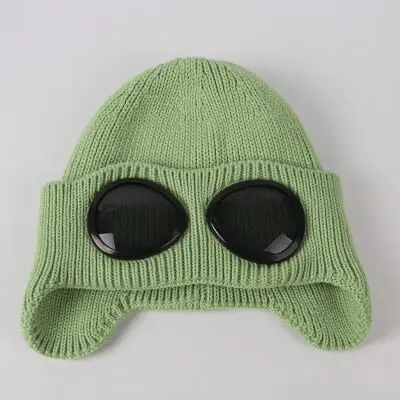 Зимняя вязаная шапка теплая шапочки Skullies Лыжная Шапка со Съемные очки для женщин и мужчин Кепка для занятий спортом на открытом воздухе - Цвет: 3 color