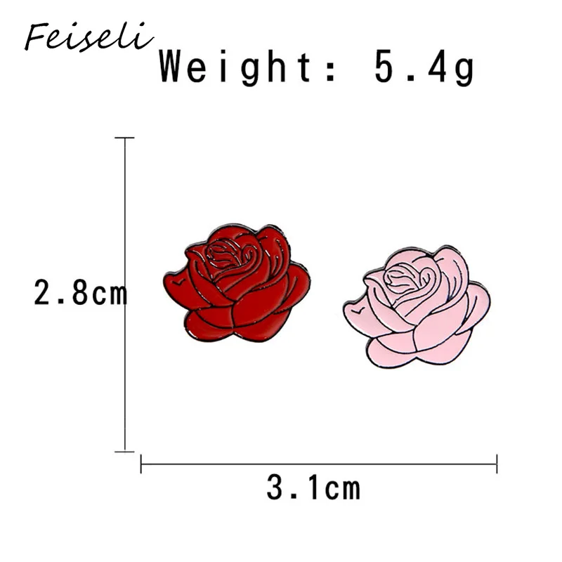 Feiseli, мультяшная эмаль, красная, розовая роза, цветок, декоративная брошь для женщин, подарок на день Святого Валентина, корсаж, булавка, ювелирное изделие, подарок