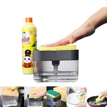 

Soap Pump Dispenser with Sponge Holder 2-in-1 Manual Press Liquid Soap Dispenser With Washing Sponge Kitchen Cleaner Tool New