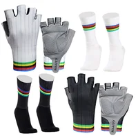 New Cycling Gloves Socks Combination Striped Half-finger Sports Bike Gloves Non-slip Breathable Bicycle Guantes Ciclismo 1