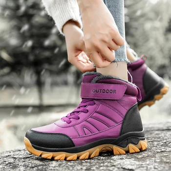 

Tantu Hiking Shoes Woman Outdoor Fleece Warm Snow Boots Women Hiking Waterproof Trekking Boots Non-Slip Climbing Mountain Shoes