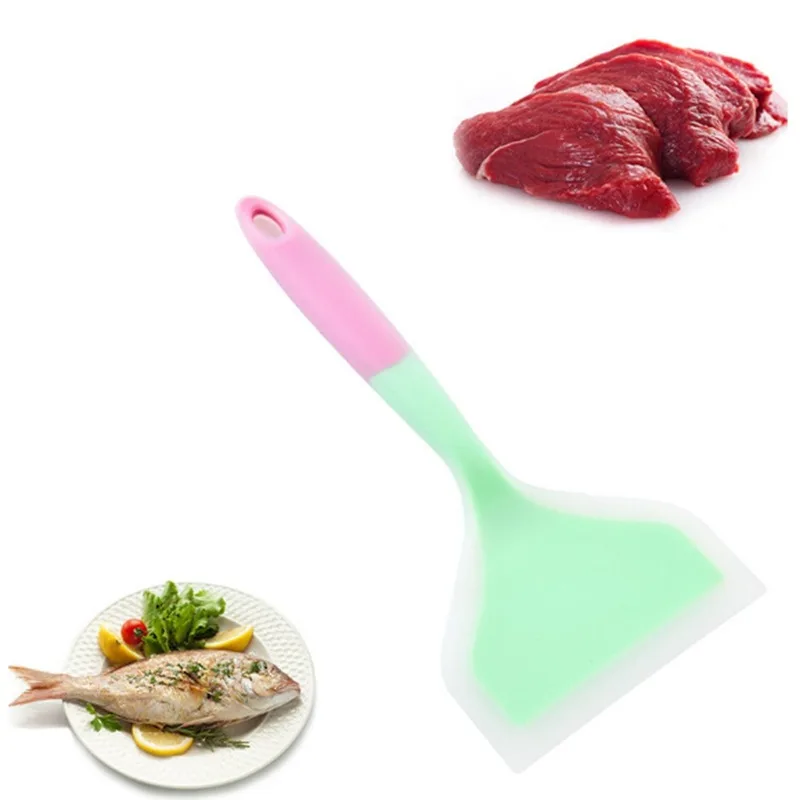  Kitchen Silicone Spatula Beef Meat Egg Non-stick Turners Food Lifters Scraper Wide Pizza Shovel for