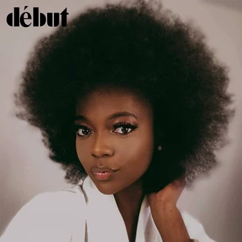 

Debut Short Human Hair Wigs Afro Kinky Curly Wig Brazilian Hair Wig Color F1B/99J Short Wigs For Black Women Free Shipping