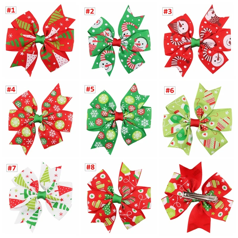 Christmas Hair clips for girls Baby Hairpins Santa Snowman print