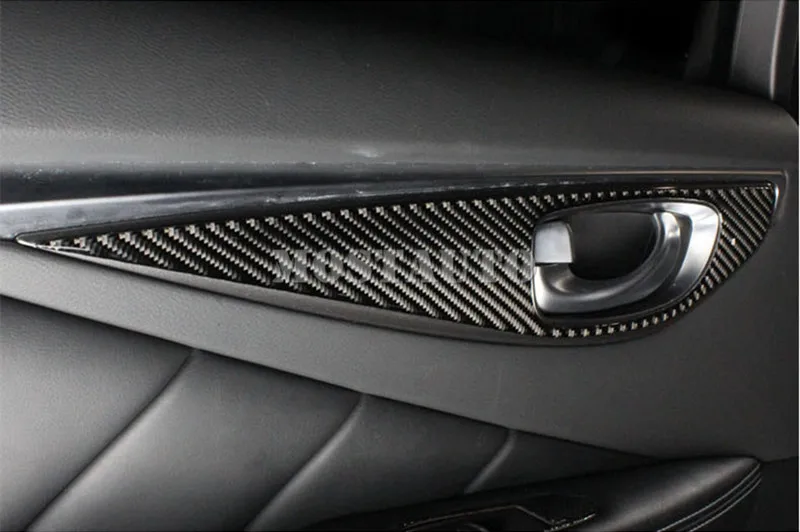 Для Infiniti Q50 углеродное волокно внутренней двери автомобиля панелей, ручек накладка 2013- 4 шт