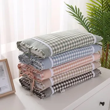 메밀용 허스트 필링 목 베개, 체크 무늬 면 베개 케이스, 자궁 경부 건강 머리 지지대, 성인 수면 패션 베개