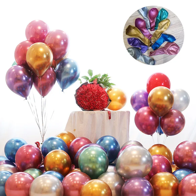 

10Pcs/lot Glossy Metal Pearl Latex Balloons Wedding Decorations Valentine's Party Baby Shower Bridal Shower Air Balls 12 Inches