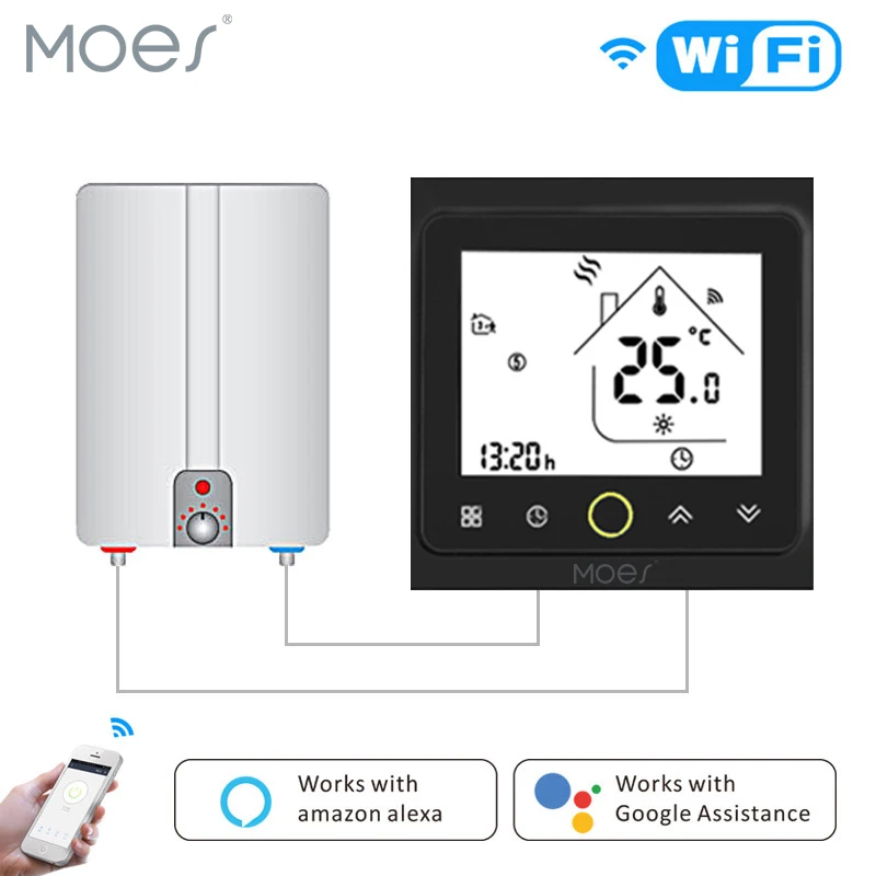 WiFi Thermostat Temperature Controller LCD Touch Screen Backlight for Water/Gas Boiler Works with Alexa Google Home WiFi Thermostat Temperature Controller LCD Touch Screen Backlight for Water/Gas Boiler Works with Alexa Google Home