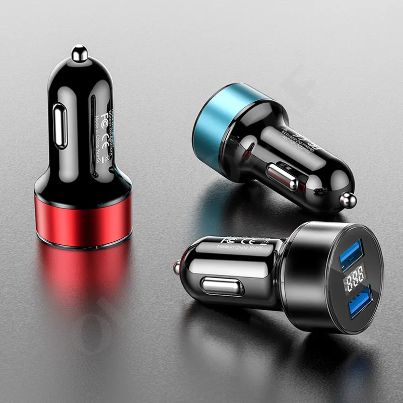 3.1A автомобильное зарядное устройство с двумя usb-портами, светодиодный дисплей, автомобильное зарядное устройство для iPhone 11X8 7, Xiaomi samsung S10 S9, автомобильное зарядное устройство, адаптер