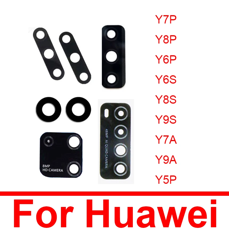 

New Camera Glass Lens Back Rear Camera Glass Lens with Glue For Huawei Y7A Y9A Y7P Y8P Y6P Y5P 2020 Y6S Y8S Y9S Lens Replacement