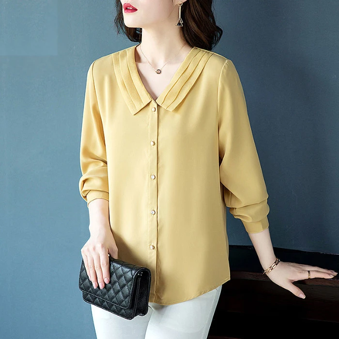 Однотонная женская блузка размера плюс весна осень Офисная Женская рабочая