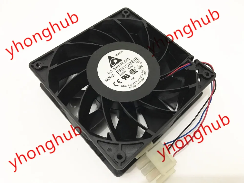 Delta Electronics Ffb1248ehe 4b77 dc 48v 0.75a 3-fio 120x120x38 mm Servidor Ventilador de Refrigeração