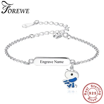 

Personalized Engrave Name Bracelet 925 Sterling Silver Puppy Dog Chain Bracelet for Girls Kids Children Jewelry Christmas Gift
