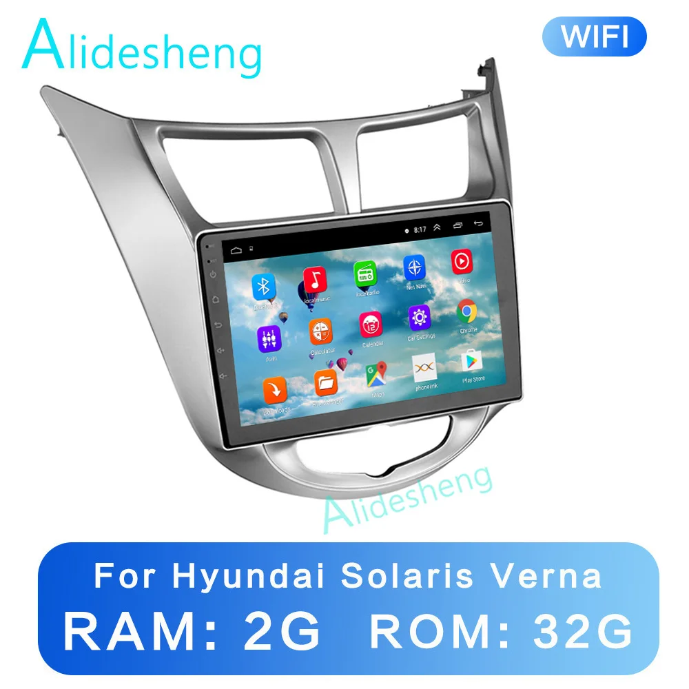 2G + 32G 2.5D 2Din Android 8 1 GO автомобильный мультимедийный плеер GPS для Hyundai Solaris Verna Accent 2011
