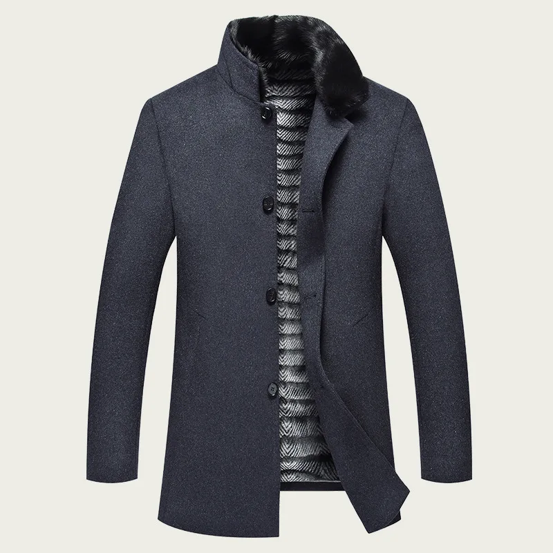 Winter New Wool Lining Menteau Hiver Homme High Quality Natural Fur Collar Winter Coat For Men