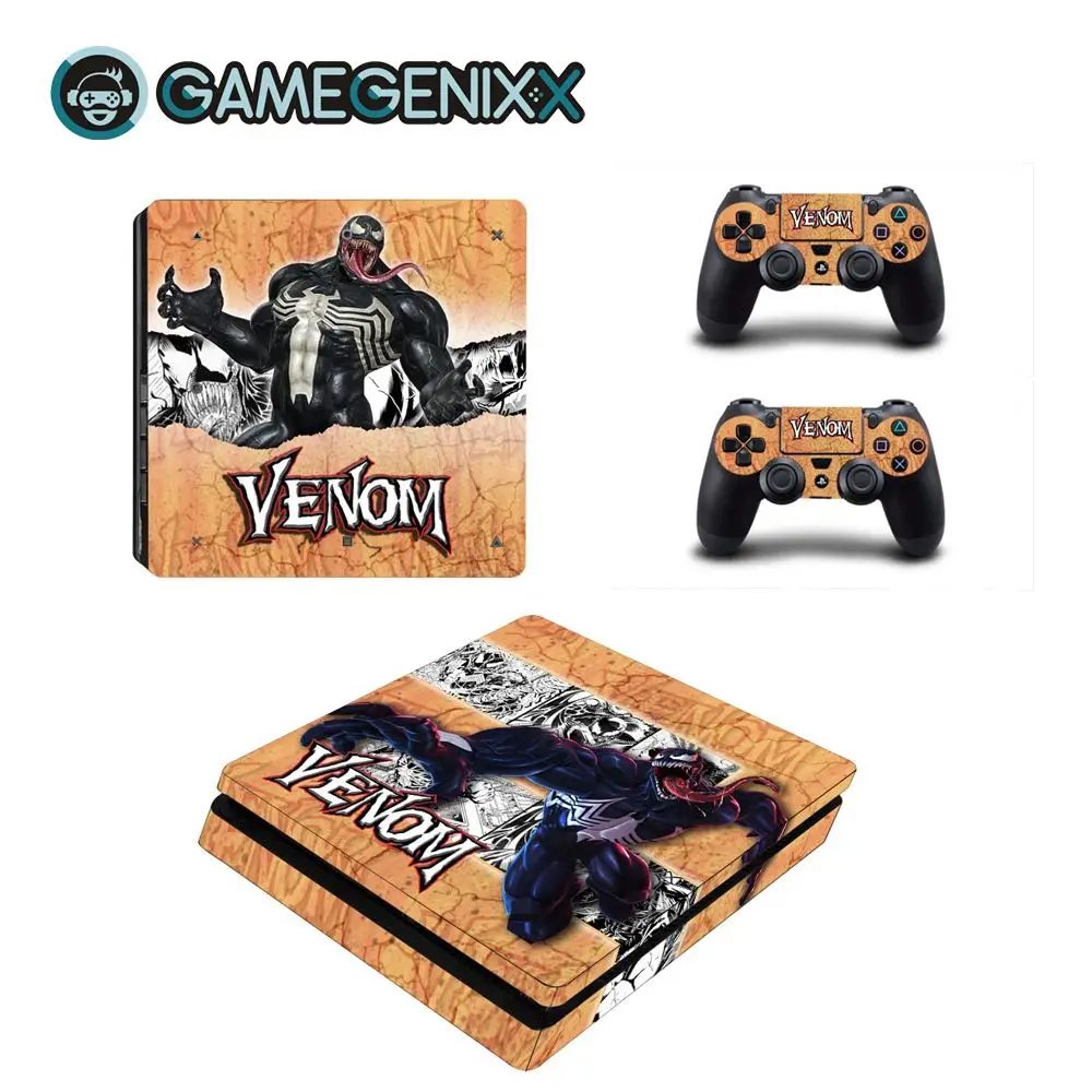 GAMEGENIXX Кожа Наклейка Защитная Наклейка Обложка полный набор для PS4 Slim консоли и 2 контроллеров-Веном