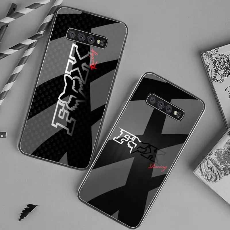 

Motorcycle racing brand Fox Phone Case Tempered Glass For Samsung S20 Plus S7 S8 S9 S10 Plus Note 8 9 10 Plus