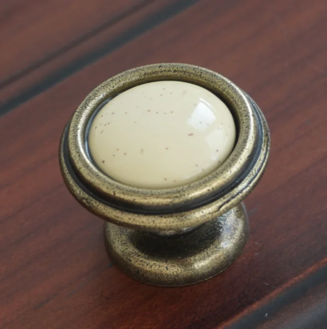 knob 3,7" 4,5" бронзовые ручки ящика из цинкового сплава желтоватые керамические дверные ручки Ретро стиль шкаф ручка для раздвижной двери шкафа 96 115 мм - Цвет: knob