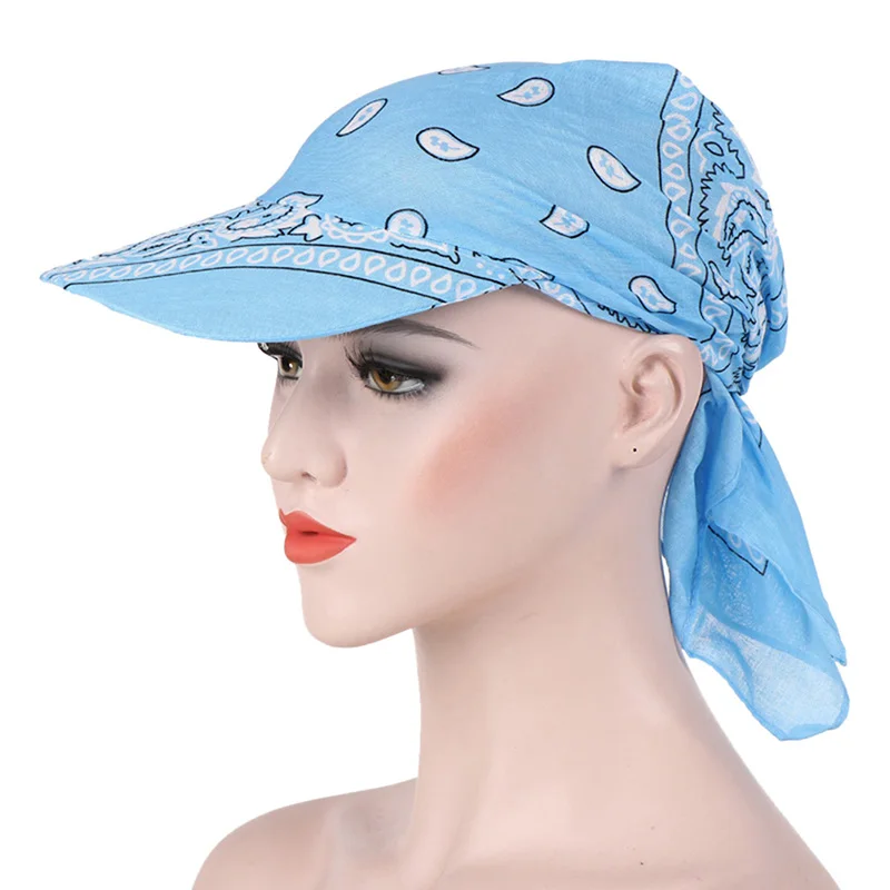 Sky blue 1 шт. Женский широкий с полями, солнце шляпа шарф шапка после химиотерапии тюрбан, повязка на голову шарф крышка - Цвет: Sky blue