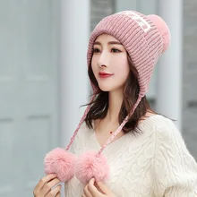 Модная женская зимняя шапка с помпонами, хлопковая Смешанная Кепка в стиле хип-хоп, теплая шапка унисекс, Кепка с тремя помпонами, зимние шапки для мужчин