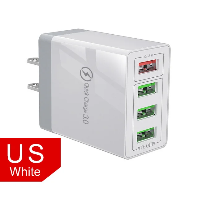 Быстрое USB зарядное устройство Quick Charge 3,0 4 USB порт зарядка мобильного телефона для iphone samsung портативное настенное USB зарядное устройство адаптер EU US UK - Тип штекера: White US Charger