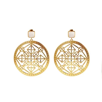 

2020 Fashion High Quality Luxury Brand Jewelry New Style Niche Hollow Out Flower Plate Earrings For Women