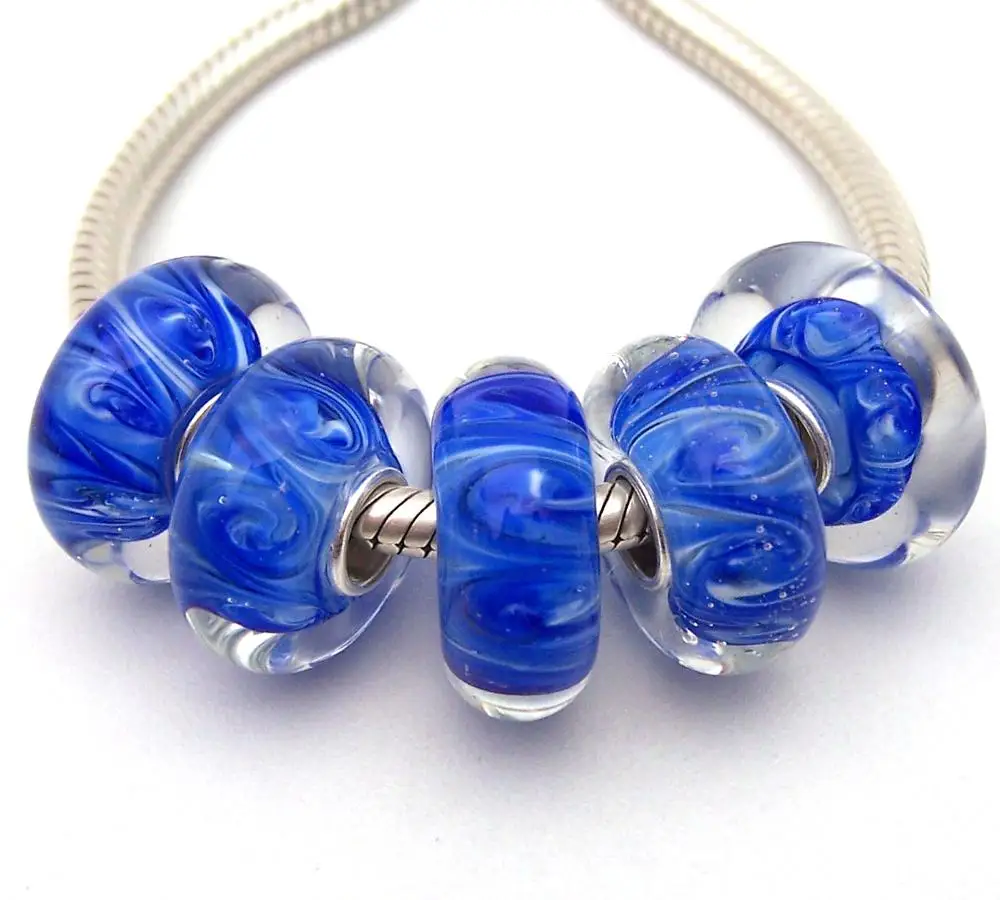 

JGWGT 1361 5X 100% Authenticity S925 Sterling Silver Beads Murano Glass beads Fit European Charms Bracelet diy jewelry Lampwork