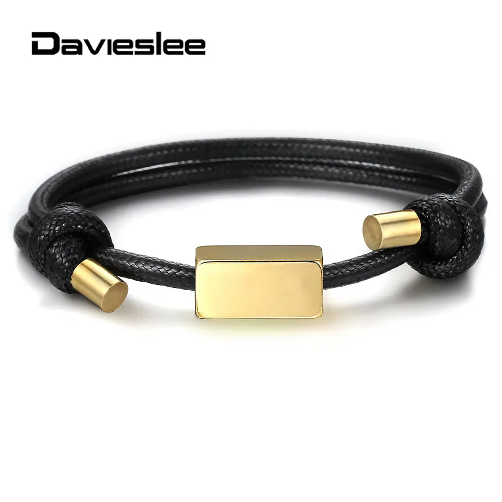 Пара влюбленных ювелирных изделий гравировка имя ручной кожаный браслет для мужчин женщин Стильный нержавеющая сталь куб Регулируемый DPZ009