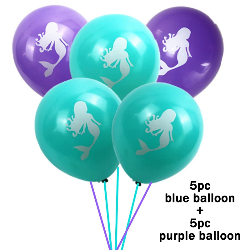 10 Kids Little Mermaid Disposable Tableware Happy Birthday Party Supplies Festival Decoration Event Party Favor Gender Reveal Girls Ariel Princess Tablecloth Caketopper