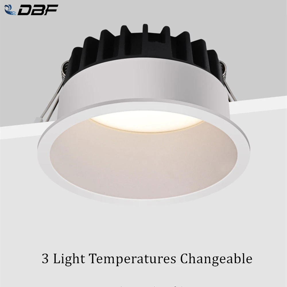 US $10.80 DBF2020 Frameless 3 Light Temperatures Changeable Recessed LED Downlight 7W 10W 12W 15W Round LED Ceiling Spot Light Bedroom