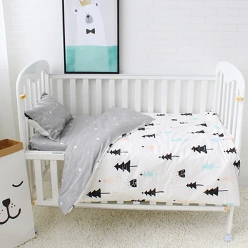 

3 Pcs Baby Bedding Set Pure Cotton Cot Kit For Newborns Children Crib Bed Linen Include Duvet Cover Pillowcase Flat Sheet